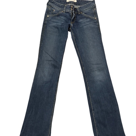 Vintage ~2004 Hudson Jeans Dark Blue Flare Women's Jeans super low rise 🌹 - Picture 1 of 10